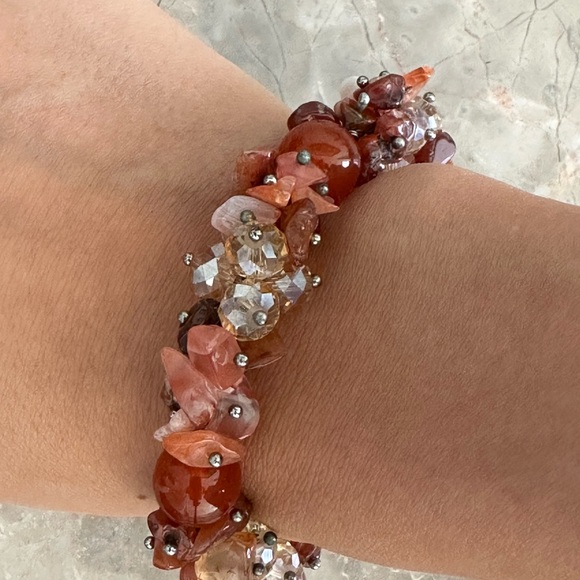 Natural Gem Stone stretch Crystal Bracelet Boho Bangles Bracelet Women’s Jewelry - Picture 3 of 3